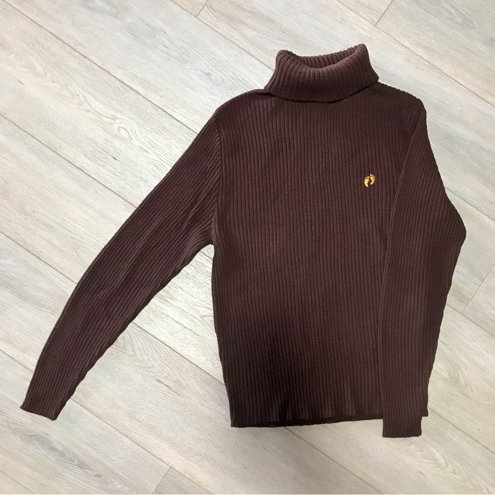 Vintage Hang Ten Circa 1975-1983 Brown Ribbed Turtleneck Sweater